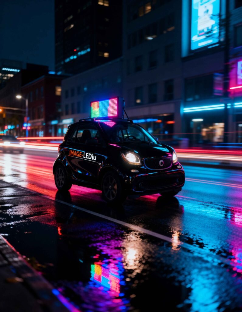 Mobile LED car advertising across Montreal streets – Image-LEDiu.