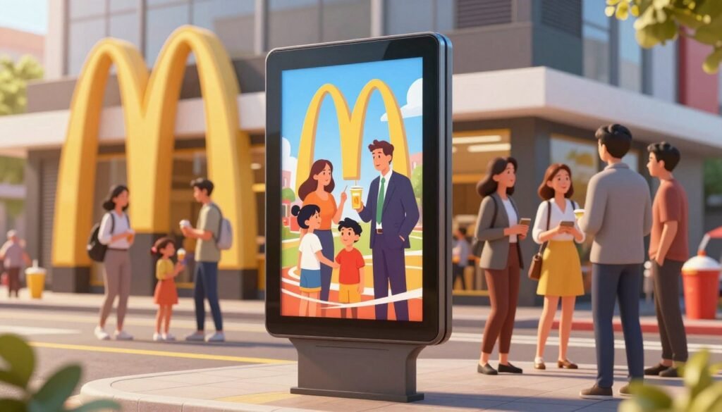 publicité mobile devant McDonald’s